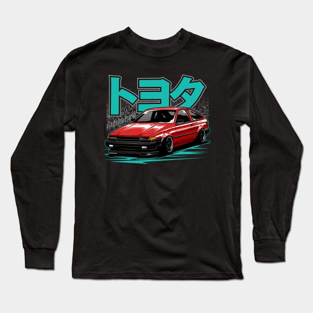 Red AE86 Trueno Long Sleeve T-Shirt by idrdesign